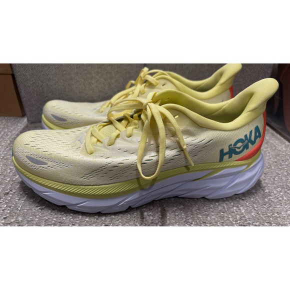 Hoka One One Clifton 8 Womens 9B Yellow Running Shoes EUC - Picture 4 of 7